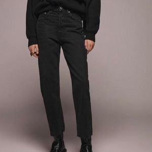 Zara hi-rise straight leg jeans black